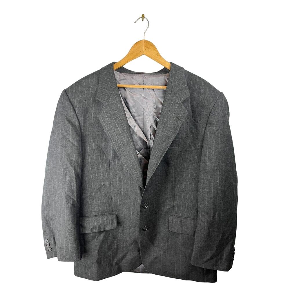 Andre Villard Paris Men's Blazer 44R Dark Gray Striped Sport Coat Jacket